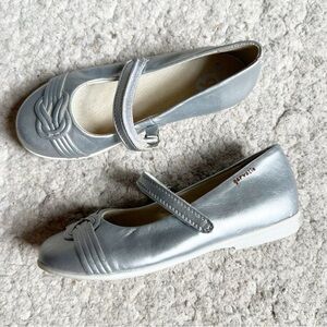 Garvalin Silver Leather Nautical Knot Vamp Velcro Closure Mary Janes EU Sz 30